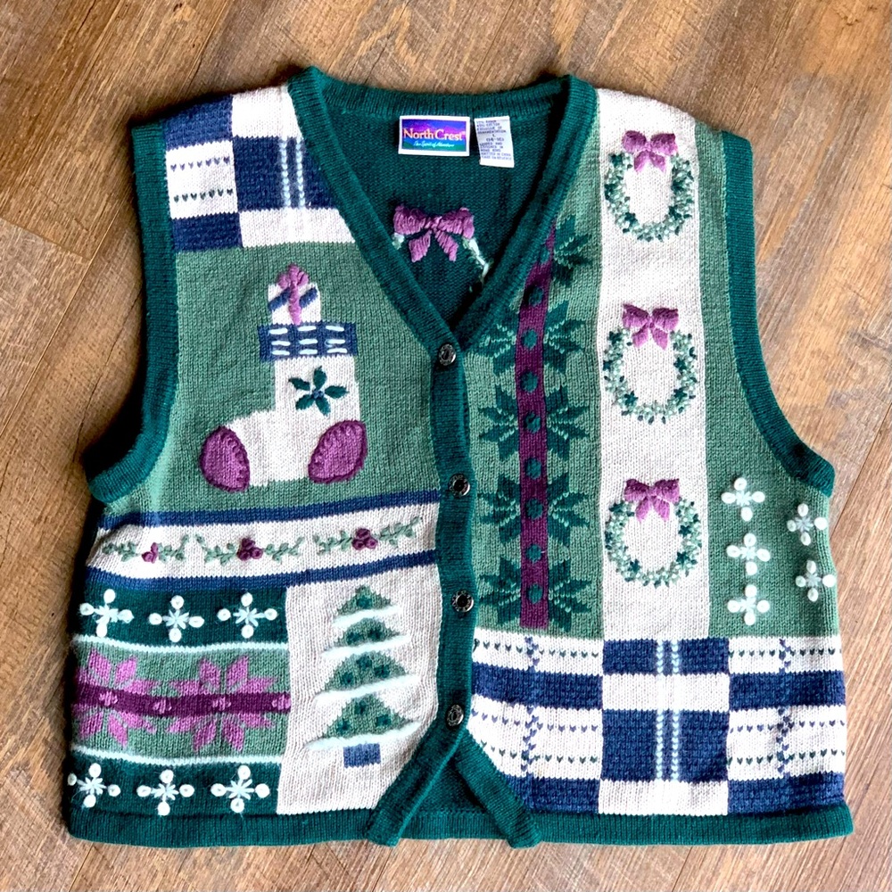 North Crest Women’s Christmas Holiday Sweatervest Size Large